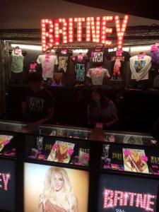 The merch table at Britney's "Piece of Me" show