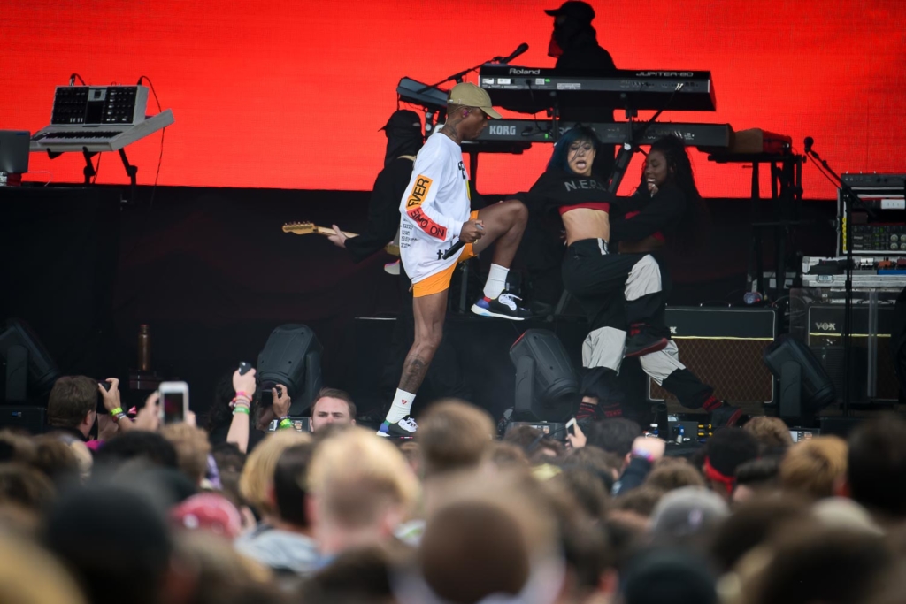 Pharrell Williams performing with N.E.R.D at Outside Lands in San Francisco