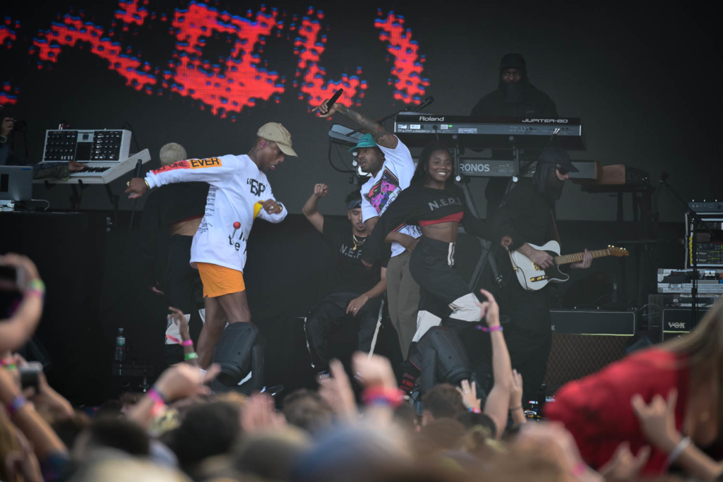 Pharrell Williams performing with N.E.R.D at Outside Lands in San Francisco